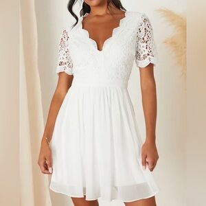 Lulus Angel in Disguise White Lace Skater Dress NWT